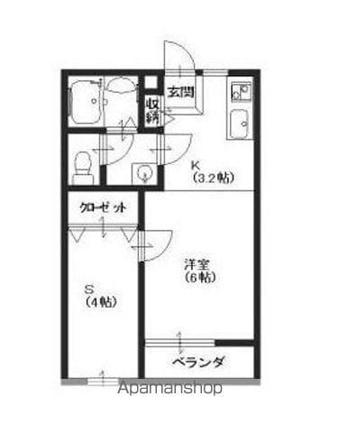ハイツ藤ⅡA棟(1K/2階)の間取り写真