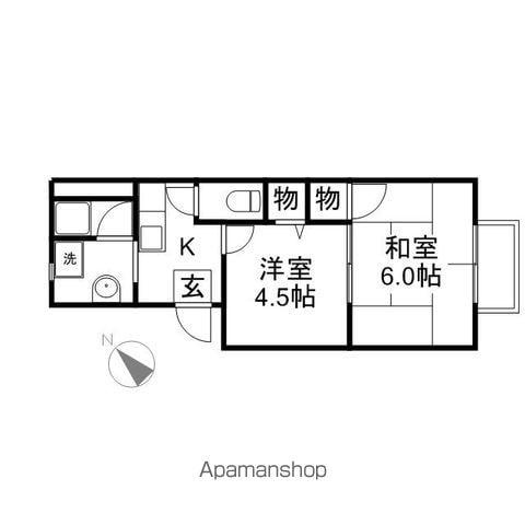 ハイツハシモト(2K/2階)の間取り写真
