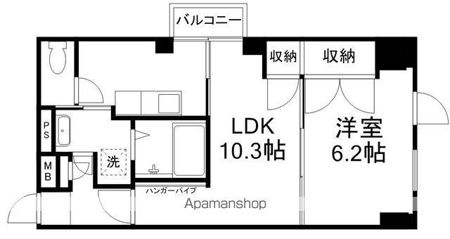 東海道本線 石山駅 徒歩1分 8階建 築18年(1LDK/7階)の間取り写真