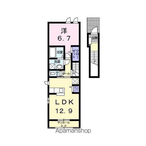 ブリーゼ小張木Ⅰ(1LDK/2階)の間取り写真