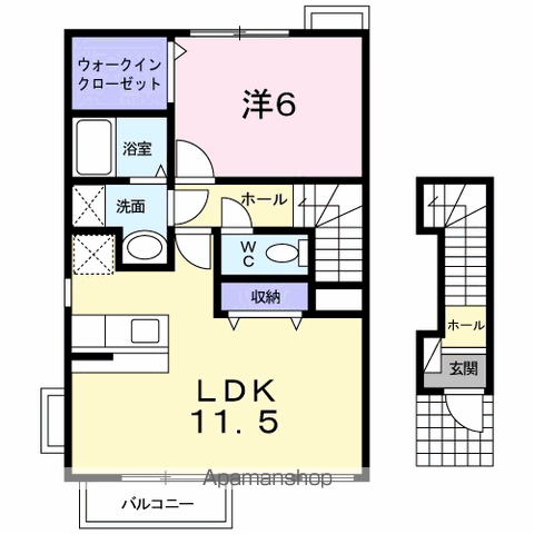 エクセルヴィラ澄幸(1LDK/2階)の間取り写真