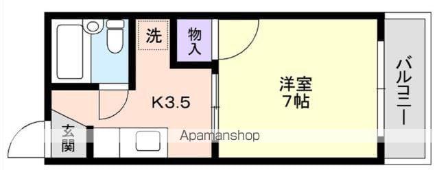 駒越ロッジ(1K/2階)の間取り写真