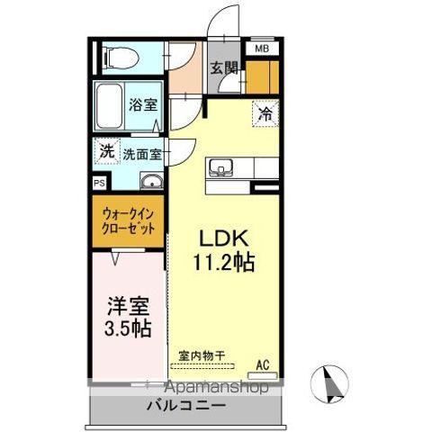 ウィルコート潮音町C棟(1LDK/3階)の間取り写真