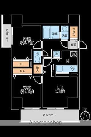 ウィルテラス千葉中央(2LDK/8階)の間取り写真