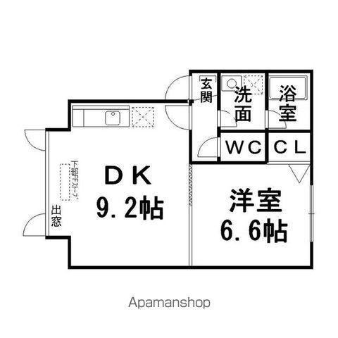 アイビス三輪第2壱番館(1DK/2階)の間取り写真