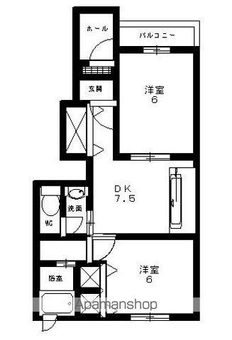 ヴィラ・アコールB(2DK/1階)の間取り写真