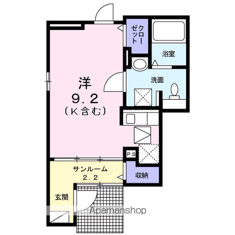 マーキュリーⅡ(ワンルーム/1階)の間取り写真