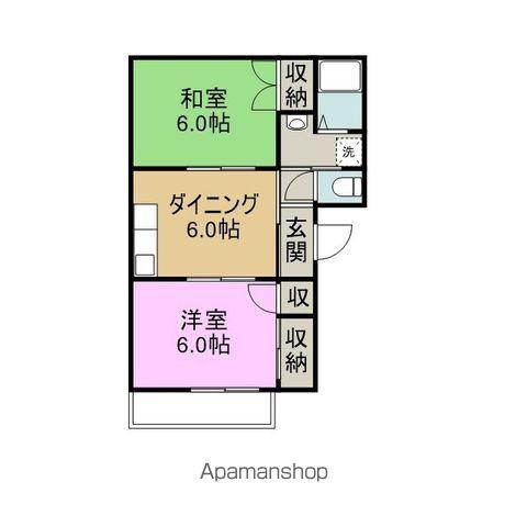 フレグランス壱番館(2DK/1階)の間取り写真