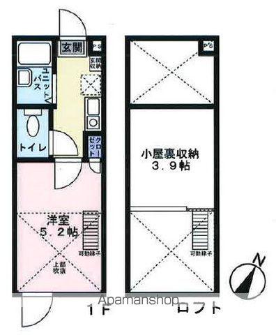 リブ東小岩(1K/1階)の間取り写真