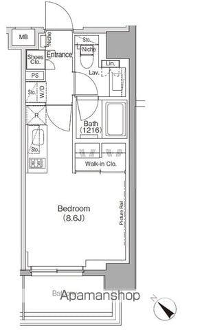 ザパークハビオ月島フロント(ワンルーム/9階)の間取り写真
