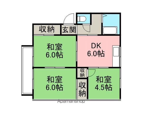 クレインハウス1(3DK/1階)の間取り写真