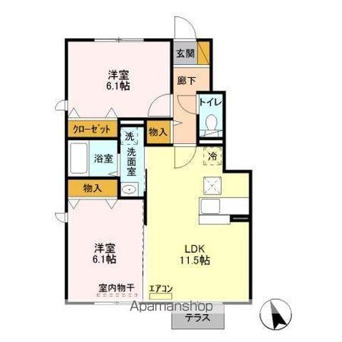 外房線 鎌取駅 徒歩7分 2階建 築16年(2LDK/1階)の間取り写真