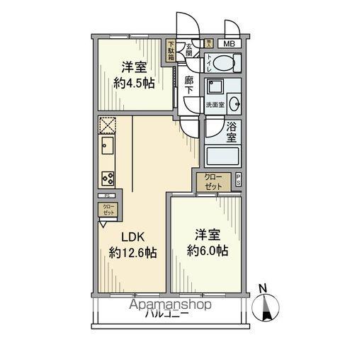 アーバンヒルズ河辺第2(2LDK/3階)の間取り写真