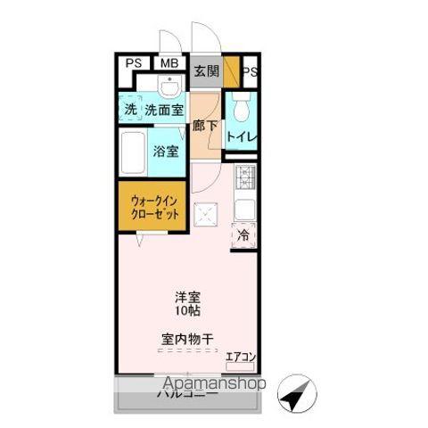セジュールZENⅢA(1K/1階)の間取り写真