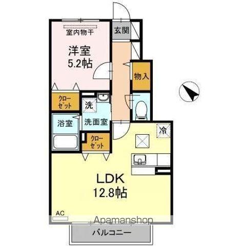 エスポワールB棟(1LDK/1階)の間取り写真