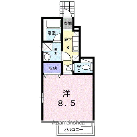 アデレード(1K/1階)の間取り写真