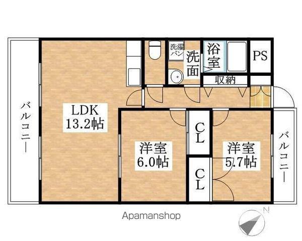 レヴァン城西(2LDK/3階)の間取り写真
