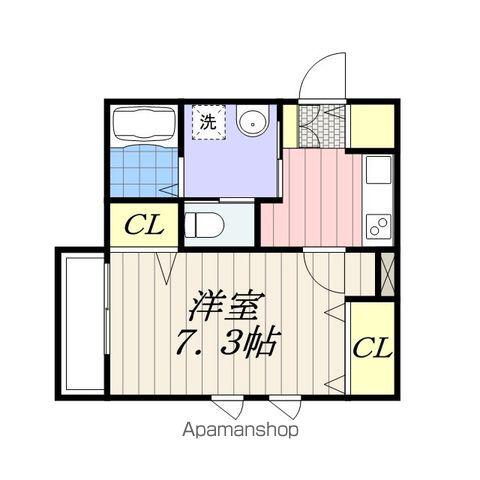 総武・中央緩行線 稲毛駅 徒歩5分 3階建 築12年(1K/2階)の間取り写真