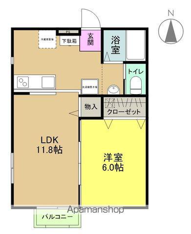 SQUARE COURT(1LDK/2階)の間取り写真