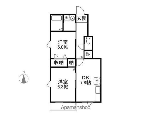 MI CASA(2DK/1階)の間取り写真