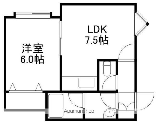 カーサシオン(1DK/1階)の間取り写真