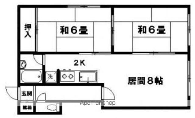 ハイム北野路(2LDK/1階)の間取り写真