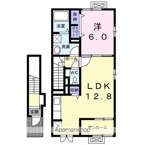 グランコートⅢ(1LDK/2階)の間取り写真