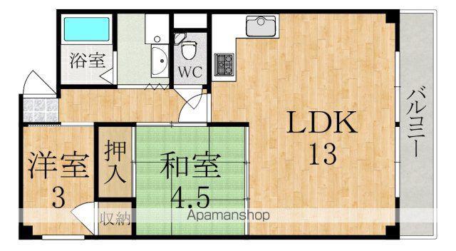 シャトー天理(2LDK/3階)の間取り写真
