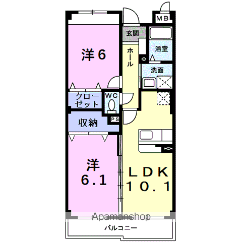 SUNSOLEIL21(2LDK/5階)の間取り写真