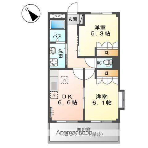 ファニープレイス(2DK/1階)の間取り写真