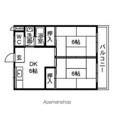 エクセル篠原(2DK/1階)の間取り写真