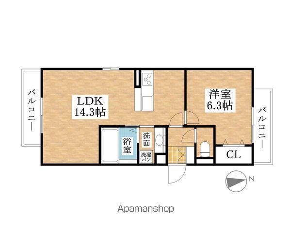 シリウス(1LDK/2階)の間取り写真