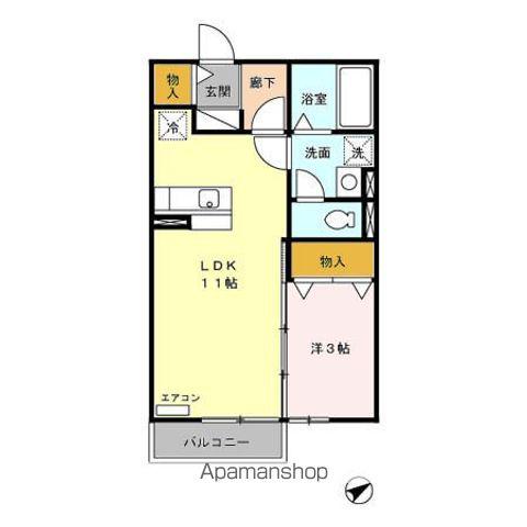 タウンコートくろい駅東 3(1LDK/1階)の間取り写真