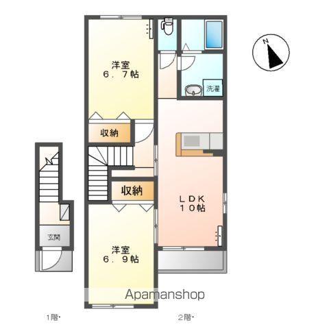 アベックス南(2LDK/2階)の間取り写真