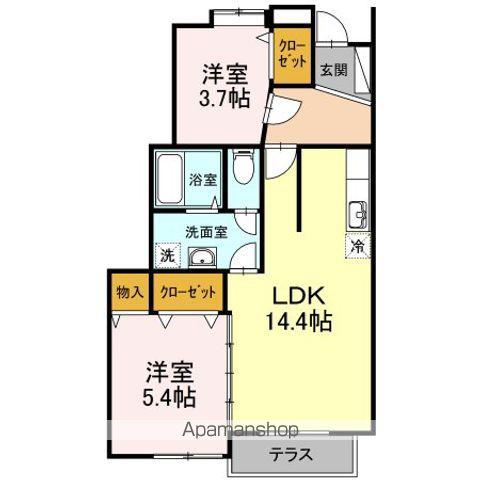 グランドステージⅠ Ⅰ棟(2LDK/1階)の間取り写真
