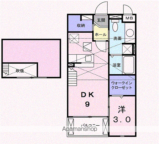 ボヤージュ(1DK/2階)の間取り写真