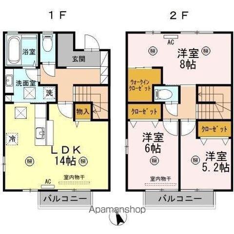 イムウッド山の手 A棟(3LDK)の間取り写真