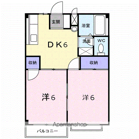 ロイヤルコーポ(2DK/1階)の間取り写真