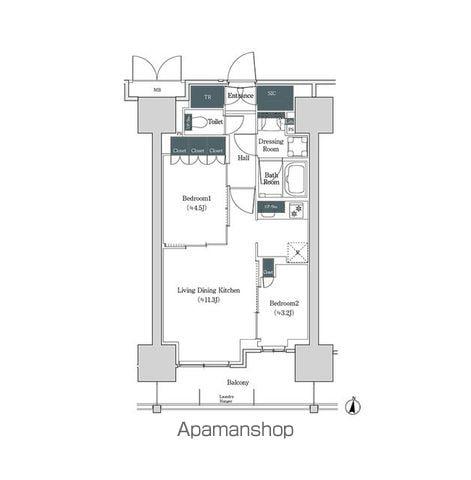 ブルックサイドレジデンス木場(2LDK/14階)の間取り写真