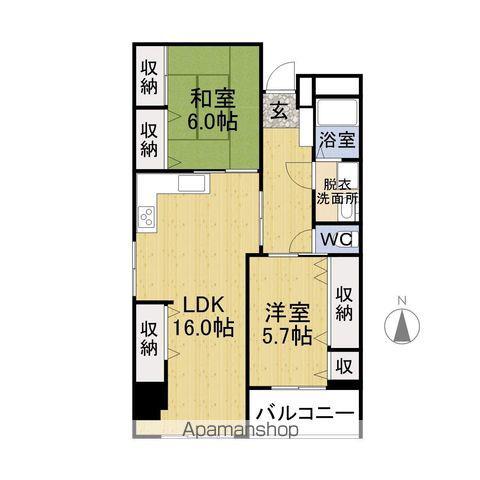 カーサミモーサ三鈴(2LDK/4階)の間取り写真