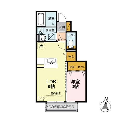 ラシーヌ・T B棟(1LDK/1階)の間取り写真