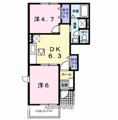 グリーンガーデンⅠ(2DK/1階)の間取り写真