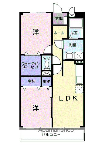 ローズガーデン(2LDK/2階)の間取り写真