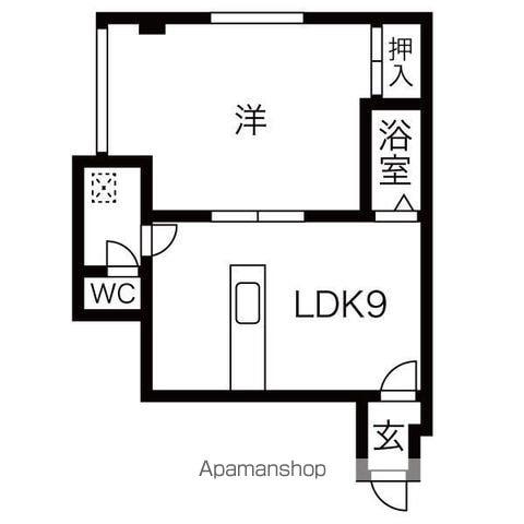若葉ハウス(1LDK/2階)の間取り写真