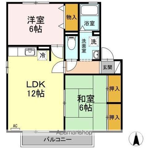 セジュールミキ C棟(2LDK/2階)の間取り写真