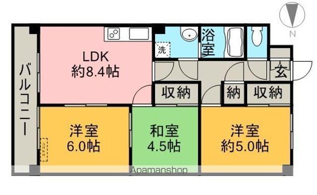 ファミール徳常(3DK/6階)の間取り写真
