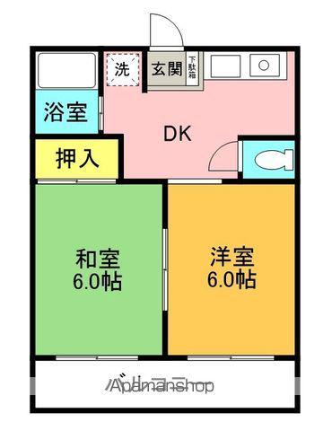 グランシャトー吉原(2K/2階)の間取り写真