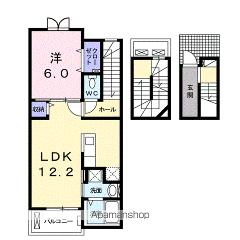 アンティ フルール(1LDK/3階)の間取り写真