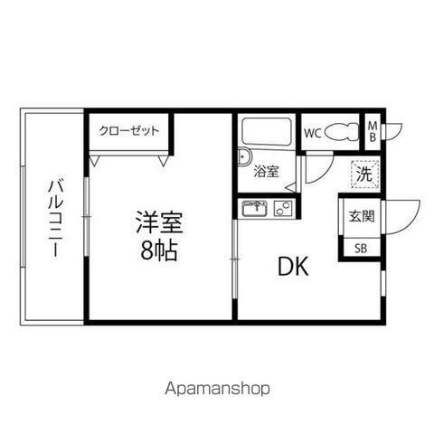 ビバ・サンテ(1DK/2階)の間取り写真