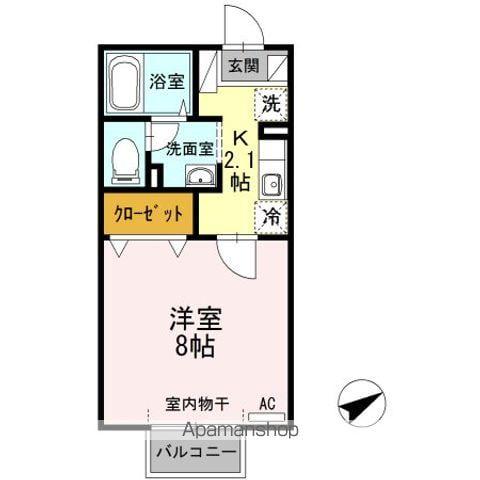 トランキール牛神(1K/2階)の間取り写真